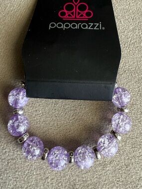 Paparazzi Purple Crackle Bead Stretch Bracelet